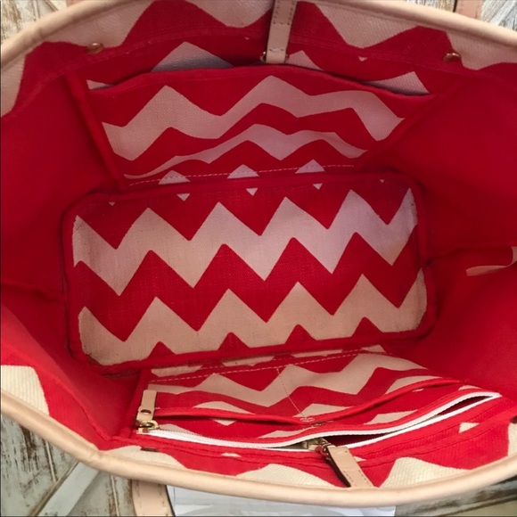 KATE SPADE red chevron handbag - Picture 7 of 16
